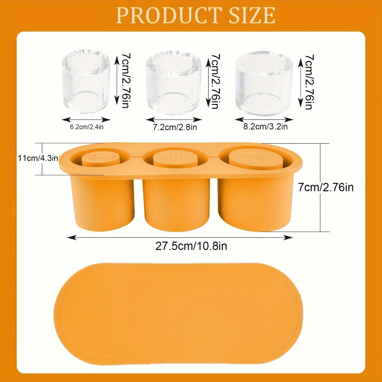Ice Mold for Stanley Cup Silicone Cylinder Ice Mold with Lid and Bin for Freezer Ice Drink Juice Whiskey Cocktail Summer Gifts
