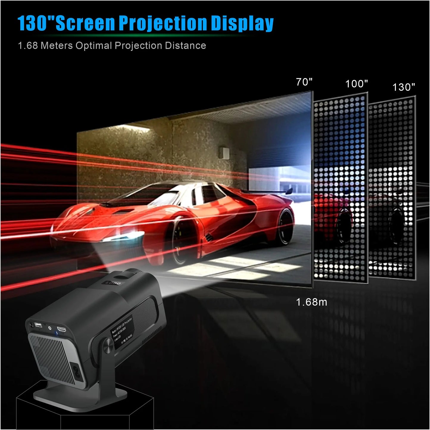 4K Smart Projector HY320 mini Android 11 Dual Wifi6 200 ANSI Allwinner H713 BT5.0 1080P 1980*1080P Home Cinema Outdoor Projetor