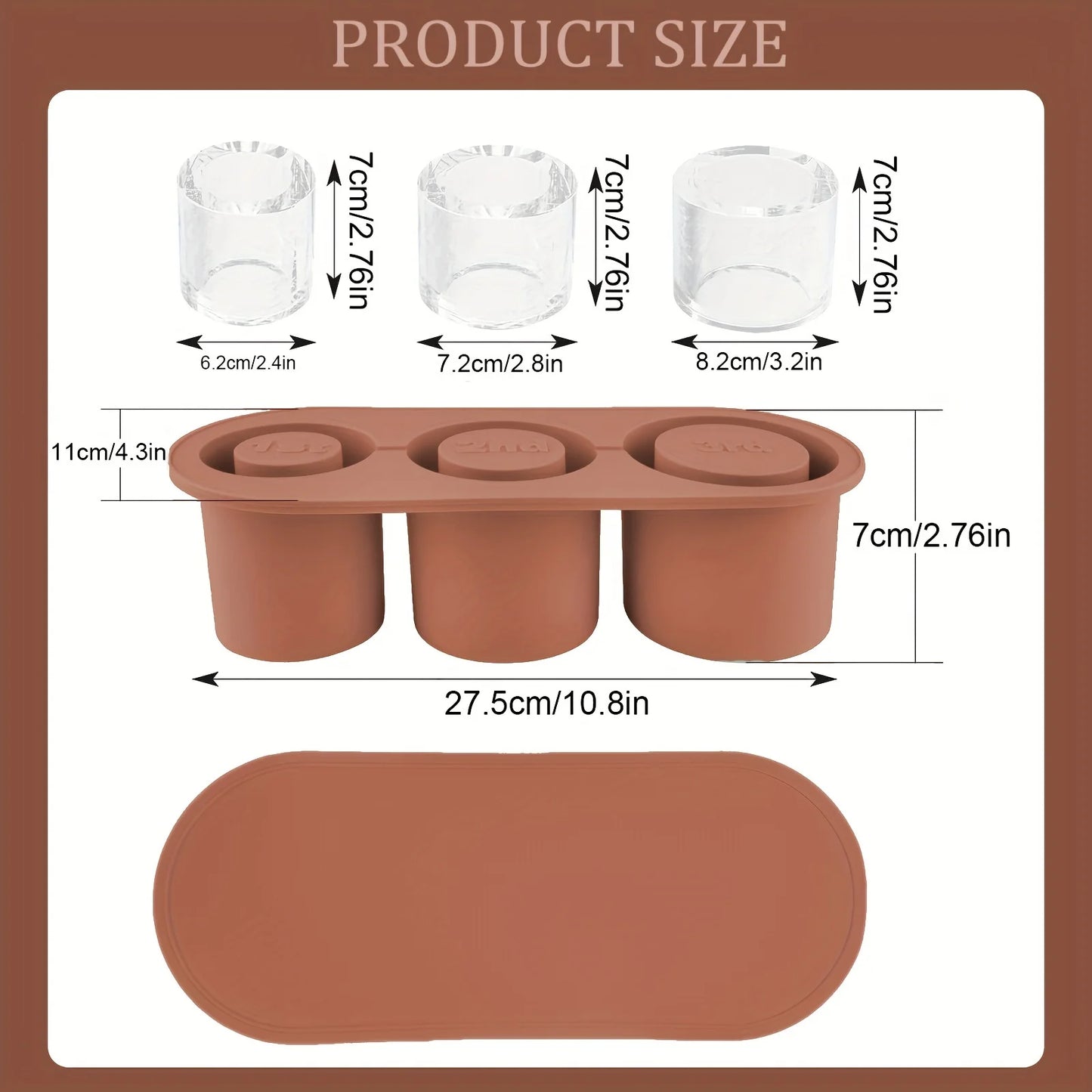 Ice Mold for Stanley Cup Silicone Cylinder Ice Mold with Lid and Bin for Freezer Ice Drink Juice Whiskey Cocktail Summer Gifts