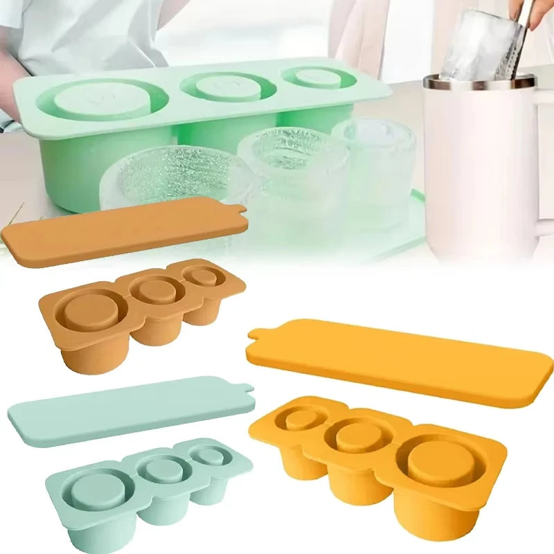 Ice Mold for Stanley Cup Silicone Cylinder Ice Mold with Lid and Bin for Freezer Ice Drink Juice Whiskey Cocktail Summer Gifts