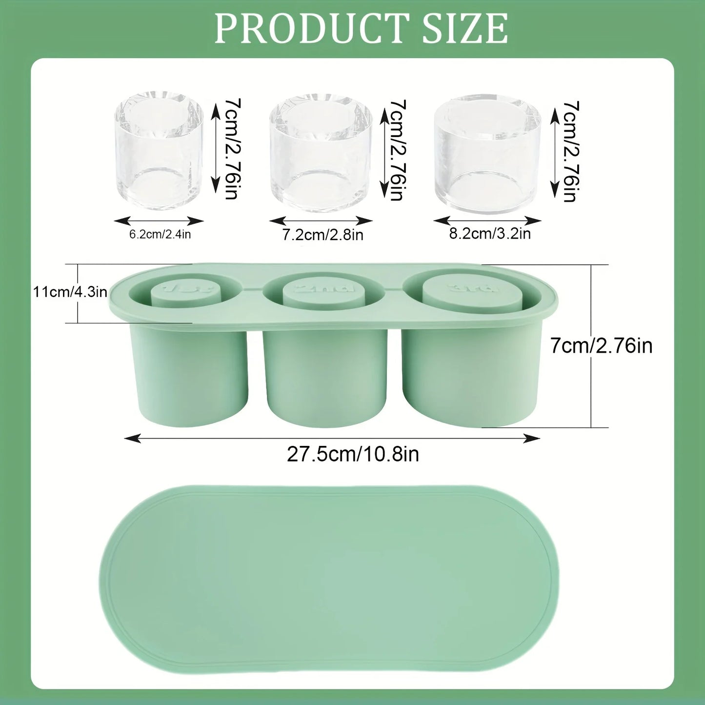 Ice Mold for Stanley Cup Silicone Cylinder Ice Mold with Lid and Bin for Freezer Ice Drink Juice Whiskey Cocktail Summer Gifts